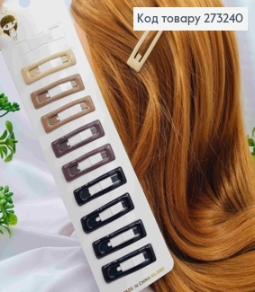 Заколки Тік-Так, глянцеві Прямокутні, Пастельні кольори, 5см, 10шт/уп 273240 фото