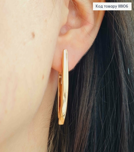 Серьги стрелы "Классические", ширина 4мм, длина 3,6см, английская застежка, Xuping 18К. 118106 фото 2