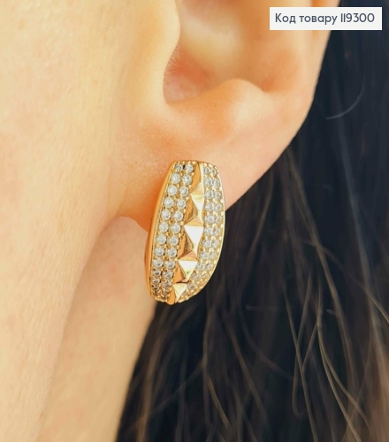 Серьги "Блеск" украшены Блестящими камешками, 1,7см, английская застежка, XUPING 18K 119300 фото 2