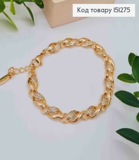 Браслет прикрашений Блискучими камінцями, довжина 18+3см, Xuping 18К 151275 фото