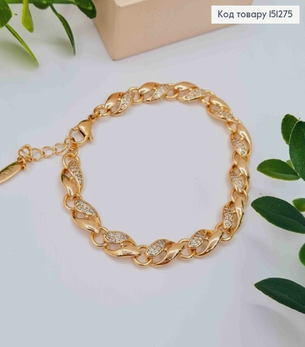 Браслет прикрашений Блискучими камінцями, довжина 18+3см, Xuping 18К 151275 фото 1