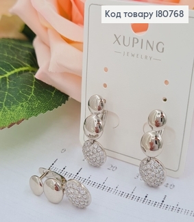 Сережки родовані "Сніжки" з камінцями (англ.застібка), 2*1см, Xuping 180768 фото