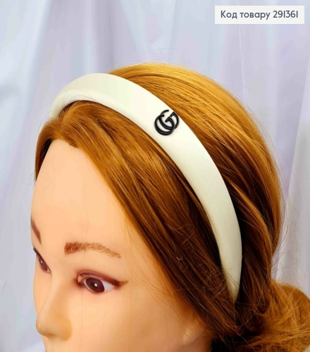 Обруч пластик, з брошкою Gucci, 2,1см, ЧОРНОГО/БІЛОГО кольорів 291361 фото 1