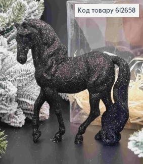 Фигурка "КОНЬ", ЧЕРНЫЙ блеск, размер 16*15см, в прозрачной пластиковой коробке, пластик, Украина 612658 фото