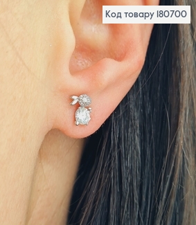 Сережки родованые гвоздики Зайка, 0,7*0,5см, Xuping 180700 фото