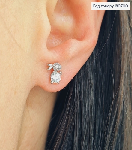 Сережки родованые гвоздики Зайка, 0,7*0,5см, Xuping 180700 фото 1