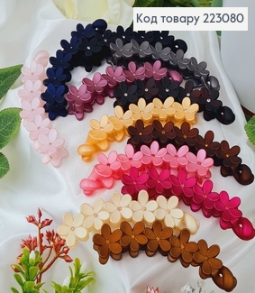 Заколка банан, каучук Цветочек с камешком, 10см, цвета в ассорт. 223080 фото