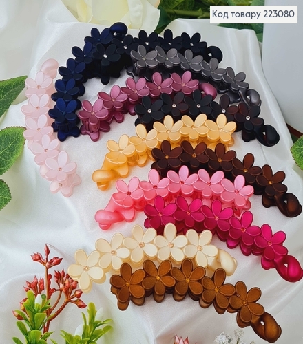 Заколка банан, каучук Цветочек с камешком, 10см, цвета в ассорт. 223080 фото 1