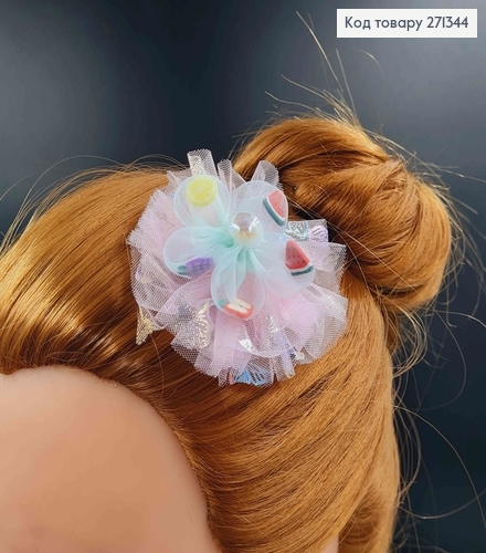 Набор детских заколок, клювик, с блестящим фатином и фруктами с жемчужиной, 10 шт/наб. 271344 фото 2