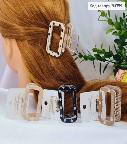 Краб пластик  "Прямокутний"  Barrеtte la France , 6см, Пастельні кольори в асортименті 214359 фото 1