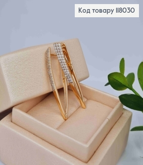 Серьги стрелы украшены камешками в три ряда, 3,7см, английская застежка, Xuping 18K. 118030 фото