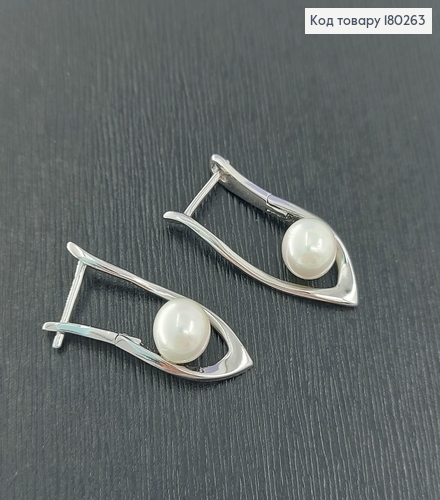 Серьги стрели с жемчужыной родированые медзолото Xuping 180263 фото 2