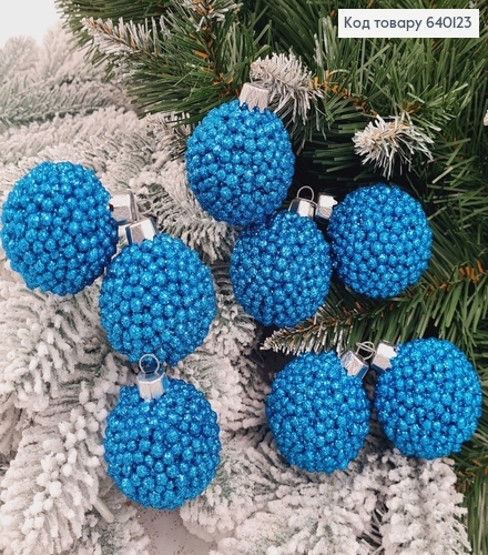 Набір куль 40мм Декор СИНІЙ 8шт/уп, Україна 640123 фото 1