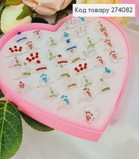 Набір дитячих колечок  Корони в камінцях,в коробці 36 шт. 274082 фото