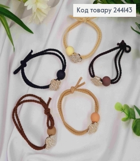 Резинка-шнурок 5см, "Бусинка/ Ван клів з камінцями", пастельні темні кольори в асортименті 244143 фото