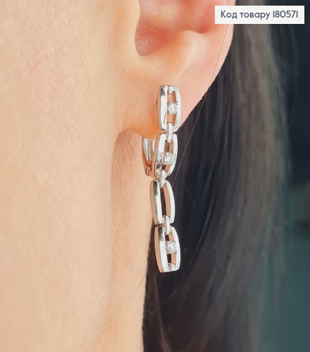 Сережки "Цепочка" 3,5см (англ.застібка)  родовані Xuping 180571 фото 2