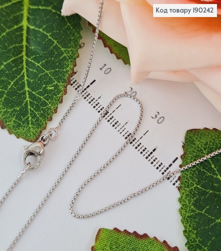 Цепочка родированая  плетение квадратный снейк 1мм, длина 50см, Xuping 190242 фото 1