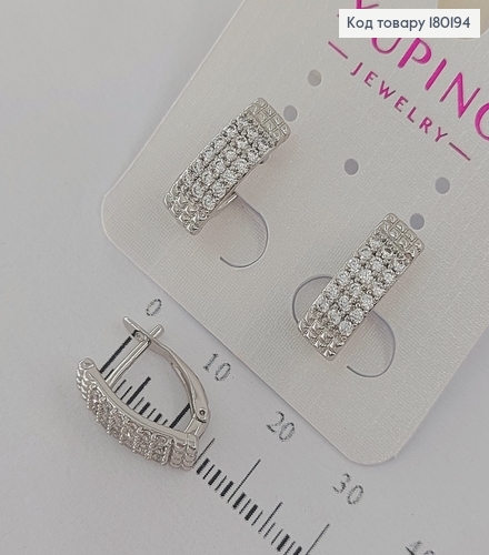 Серьги   с камнями покрытые родием    медицинское золото Xuping 180194 фото 1