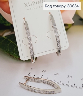 Сережки родированые Стрелы с камнями, 3см, Xuping 180684 фото