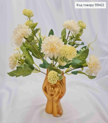 Искусственная композиция Хризантемы, БЕЛОГО цвета, 6 веточек, 6 цветов, высота 29см 551422 фото 1