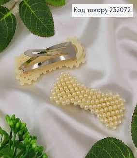 Заколка Тік-так 8см БАНТИК з бусинками (імітація) 232072 фото