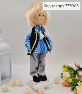Лялька ХЛОПЧИК,"Білявий" в блакитній сорочці, висота 34см, ручна робота, Україна 333008 фото