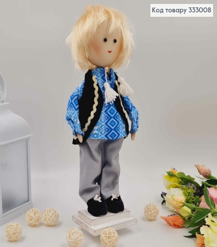 Лялька ХЛОПЧИК,"Білявий" в блакитній сорочці, висота 34см, ручна робота, Україна 333008 фото 1
