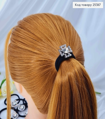 Резинка, з різними пластинками срібного кольору, з великим камінцем 253117 фото 1