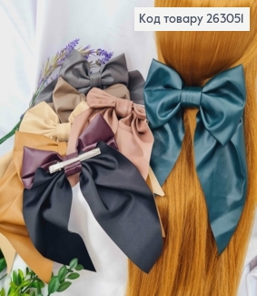 Бант из эко-кожи Цвет в ассортименте на заколке, размер 15*23см, Украина 263051 фото