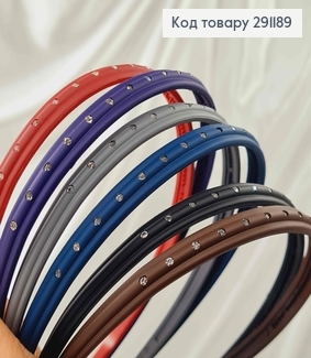 Обруч каучук, 1см, з камінцями, темні кольори в асорт. 291189 фото