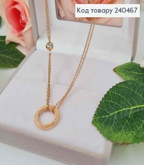 Цепочка двойная, золотого цвета, с подвеской "Картье" с камешком, 42+5см, сталь Stainless Steel 240467 фото
