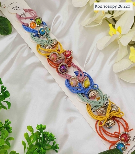 Резинка двойная с бусинками и камушками в асорт.(20шт/уп) 261220 фото 1