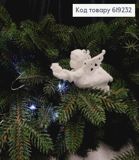 Новорічна фігура АНГЕЛ, бархат, колір БІЛИЙ, 10см, Україна 619232 фото