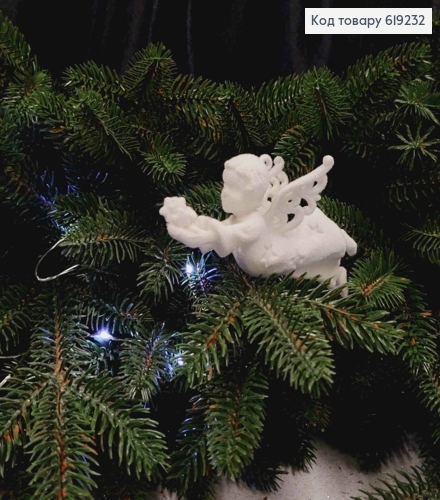 Новорічна фігура АНГЕЛ, бархат, колір БІЛИЙ, 10см, Україна 619232 фото 1