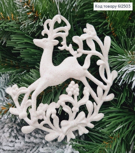 Новорічна фігура Блиск Олень в оправі БІЛИЙ, 13*13см, Україна 612503 фото 1