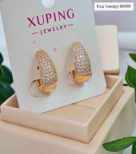 Серьги Овальные с Блестящими камешками, 1,7см, Xuping 18K 118498 фото 2