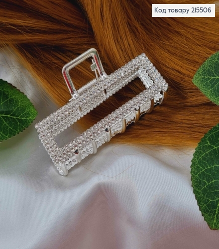 Краб металл, серебряного цвета, в камнях, Прямоугольный, 7см 215506 фото 2