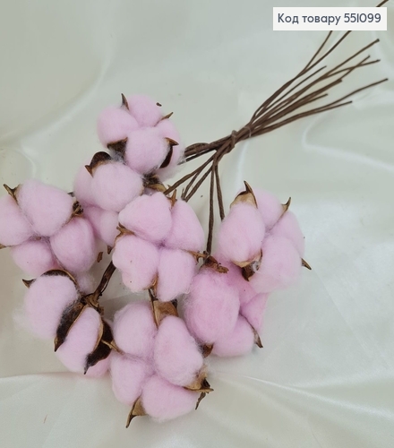 Ветвь хлопка розовая 10 шт/уп 20см 551099 фото 1