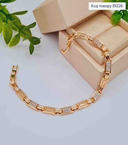Браслет Версаче украшен блестящими камешками, длина 18+2см, Xuping 18K. 151226 фото 1