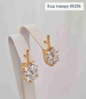 Серьги с изысканным блестящим камнем, длина 1,8см, английская застежка, Xuping 18K. 119256 фото