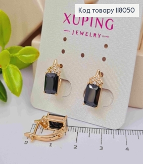 Серьги с Черным квадратным камешком, 1,4см, английская застежка, Xuping 18K 118050 фото