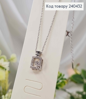 Цепочка серебряного цвета, С подвеской парфюмерии Шанель, дл. 40+5см, Stainless Steel 240432 фото