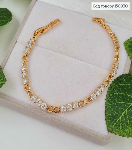 Браслет, бесконечность с белыми камешками, дл.17+2см, Xuping 18K 150930 фото 1