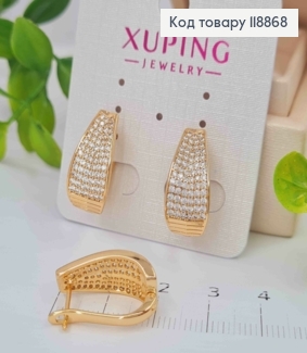 Серьги ОВАЛЬНЫЕ украшены Блестящими камешками, 2см, английская застежка, Xuping 18К 118868 фото