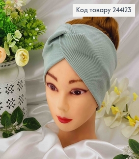 Повязка, рубчик, Фисташкового цвета, 23*11см, ручная работа, Украина. 244123 фото