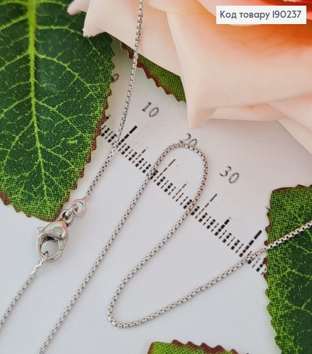 Цепочка родированая квадратное якорное плетение(мелкое) 1мм, длина 50см, Xuping 190237 фото 1