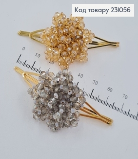 Заколка невидимка металл 6,5см со стиклярусом цветочек 231056 фото