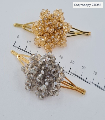 Заколка невидимка металл 6,5см со стиклярусом цветочек 231056 фото 1