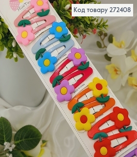 Заколка тік-так "Квіти на галявині" 6,5см 20шт.\уп. 272408 фото