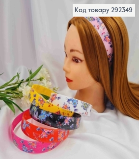 Обруч пластик, украшенный рисунком "Весенние цветочки", 2,5см, Цвета в ассортименте 292349 фото